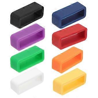 8pcs Silicon Watchband Ring Buckle Anti-Fall Watchband Accessories Practical Ring Loop - 16MM (White + Yellow + Purple + Green +JJ