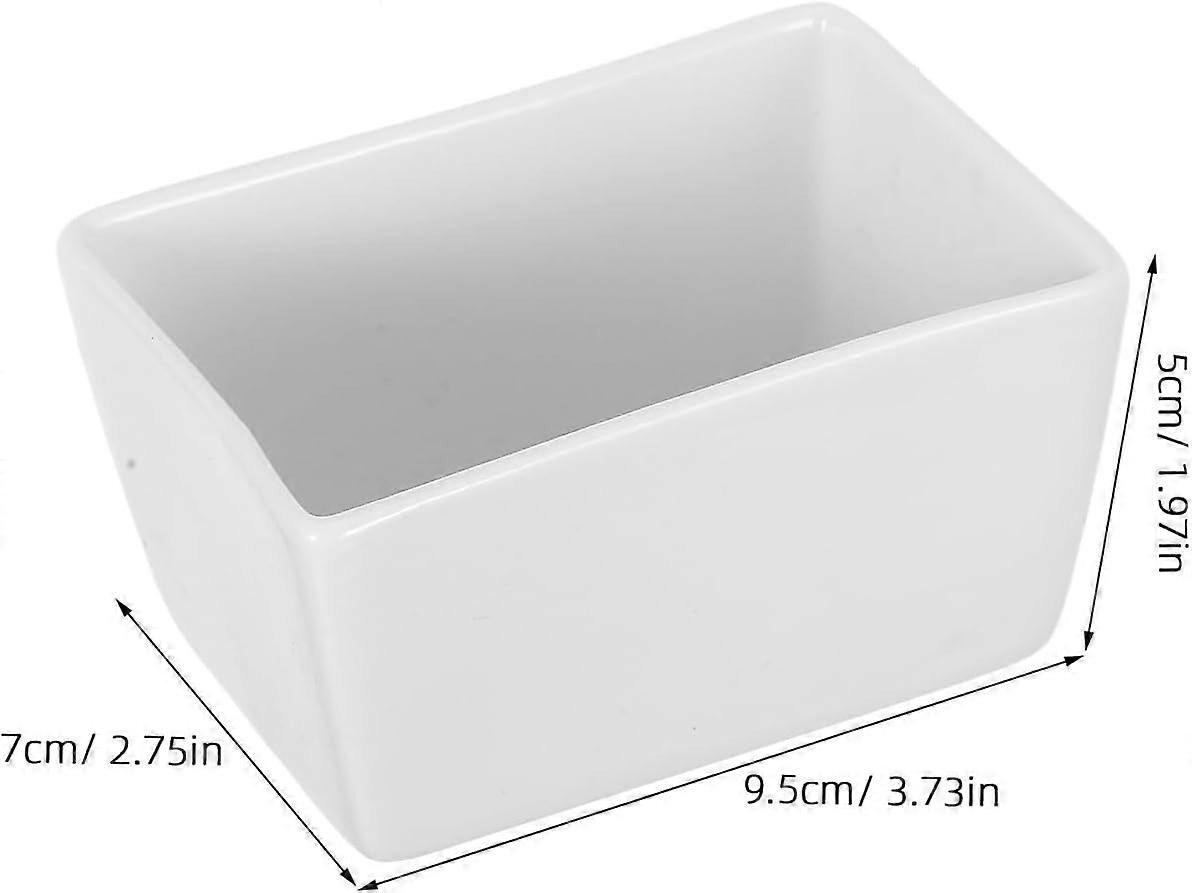 2pcs Ceramic Sugar Bowl with Lid White Rectangular Table Holder