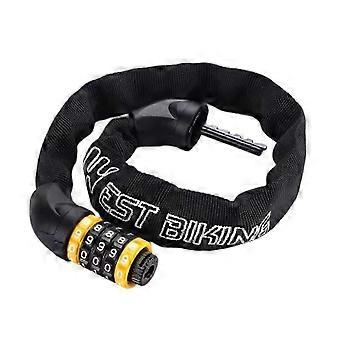 WEST BIKING Bicycle Lock 65CM Multi-Length Bike Chain Lock Motorcycle Ebike Cycing 5-Digit Password Anti-Theft Safety Lock-JNNJV