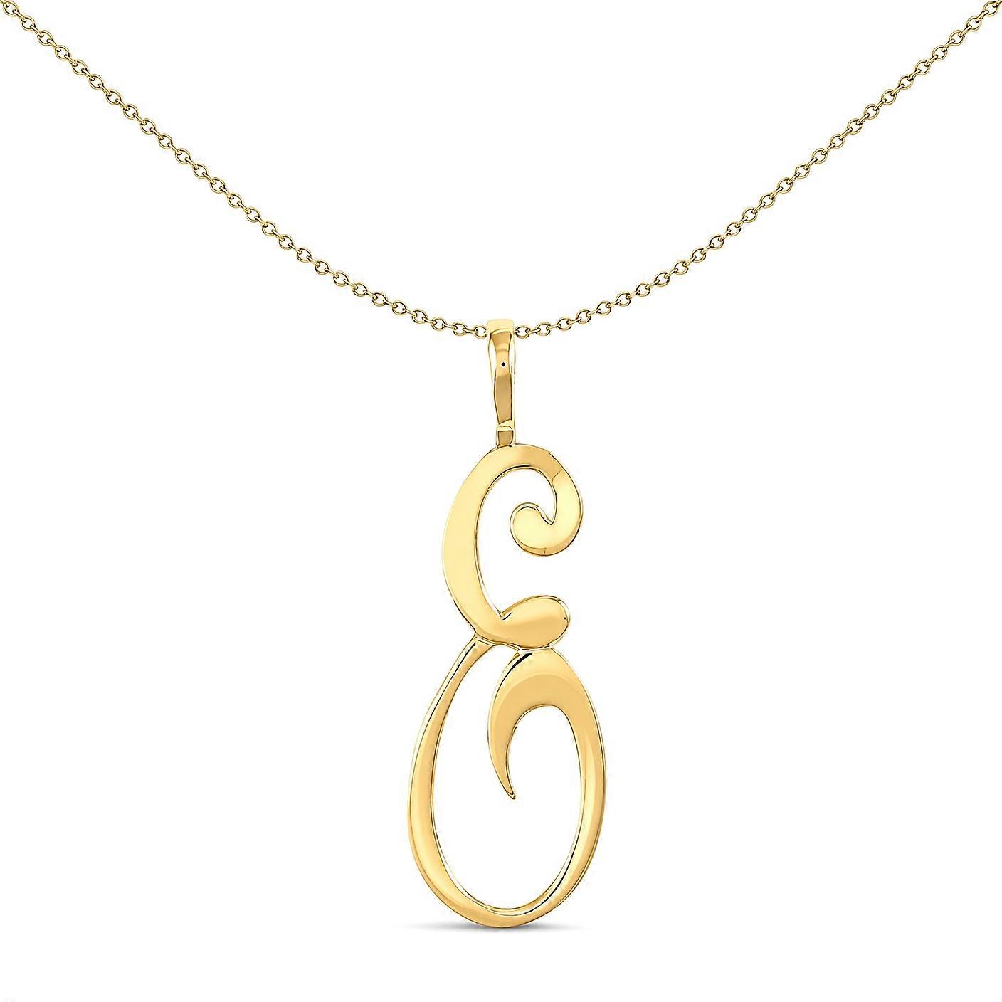 Jewelco London Solid 9ct Yellow Gold Script Identity Initial Pendant Letter E