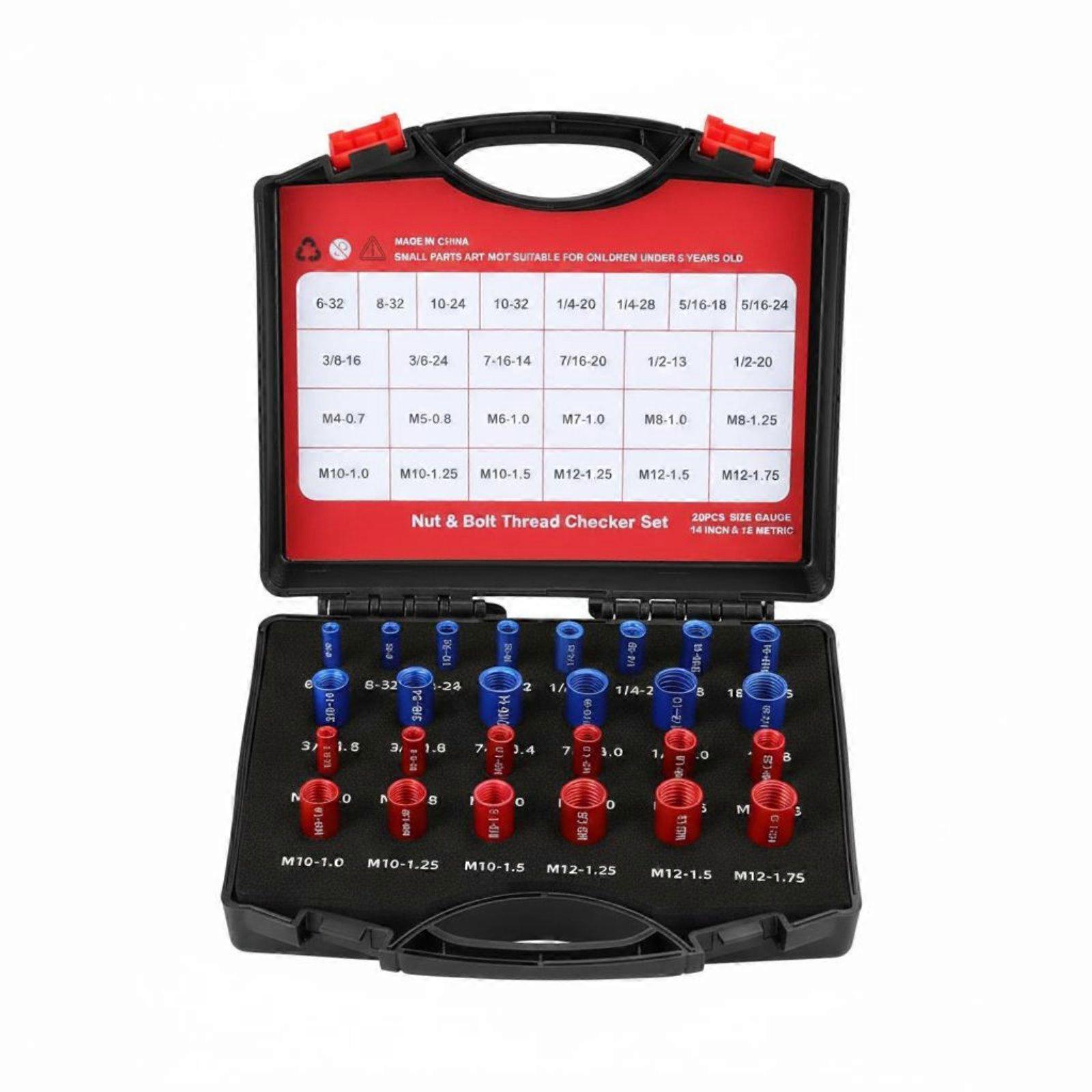 44 Pieces Nut and Bolt Checker Portable Case Nut Bolt Thread Checker Color Coded