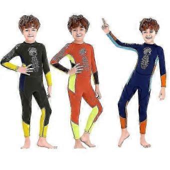 Children's One Piece Wetsuit Boys Long Sleeve Thermal Swimsuit_Warden