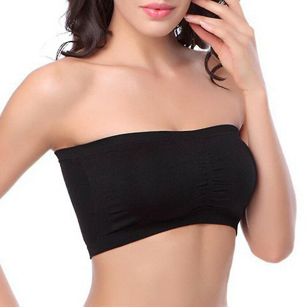Double Layers Plus Size Strapless Bra, Bandeau Tube Removable Padded, Stretchy