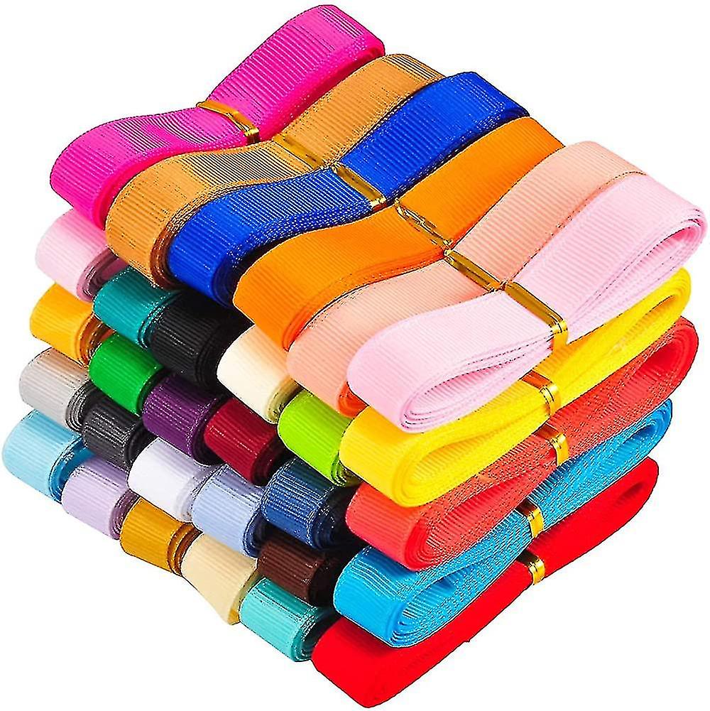 90 Yards 30 Colors Grosgrain Ribbon Mixed Color Double Face Solid Polyester Ribbon, 5/8 Inch