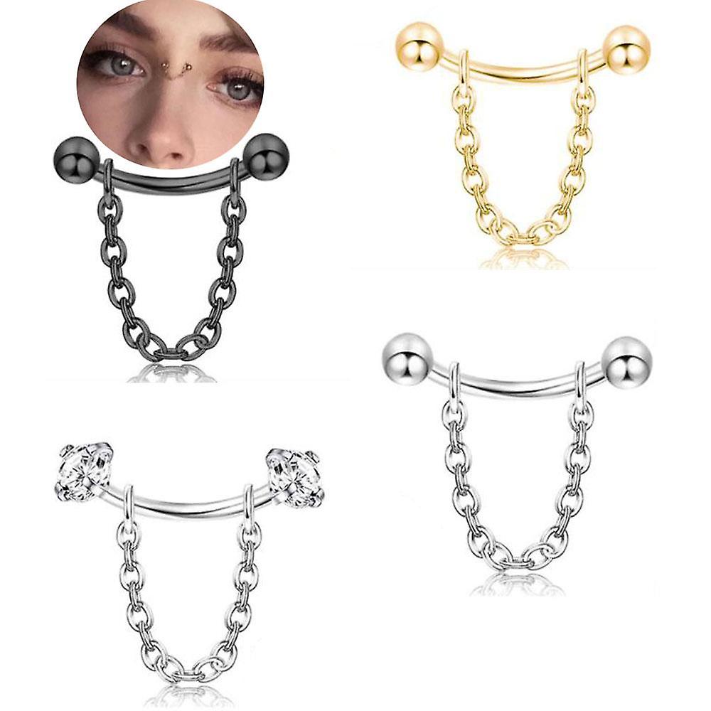 1個入りステンレス製ノーズリングチェーンジルコンイヤーボーンネイルチェーンピアスジュエリースレッドベントロッド眉毛ネイルチェーン