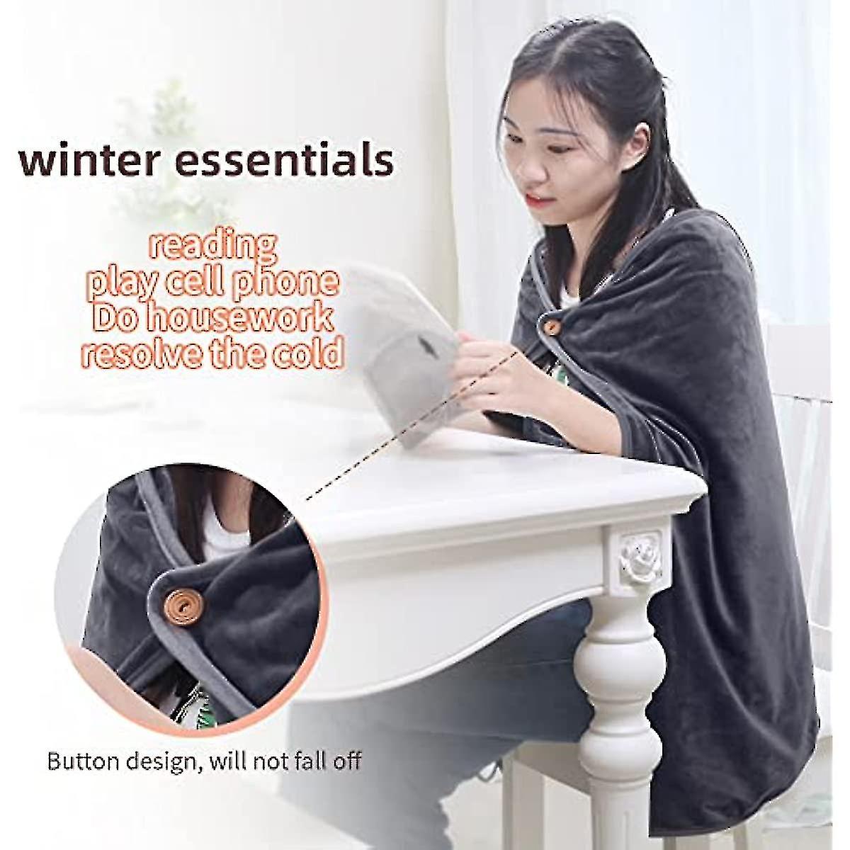Electric Heated Wrap Shawl Ltgb Electric Heated Throw Thickening Usb Heated  Wrap Shawl With Buttons Wearable Portable Heating Warming Blanket For Car |  Fruugo NO