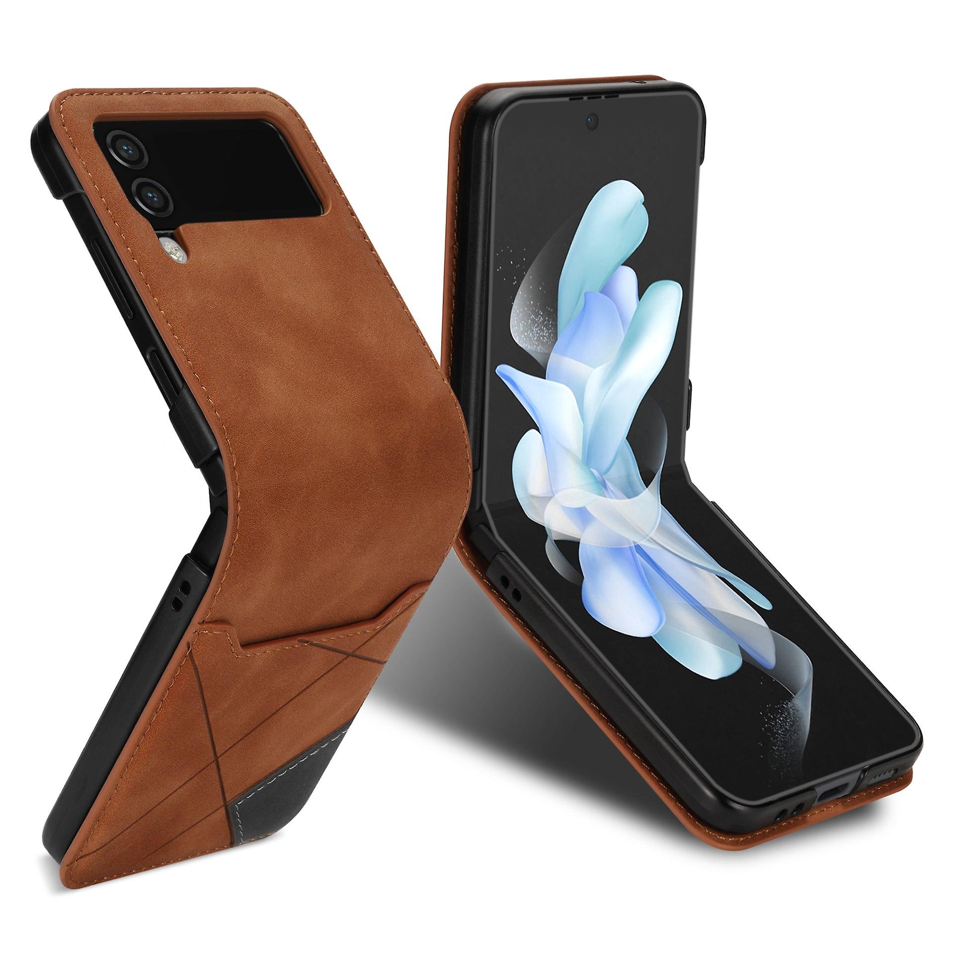Luxury PU Leather Card Holder Slot Case For Samsung Galaxy Z Flip 4 5G Matte Case Protective Thin Slim Phone Cover