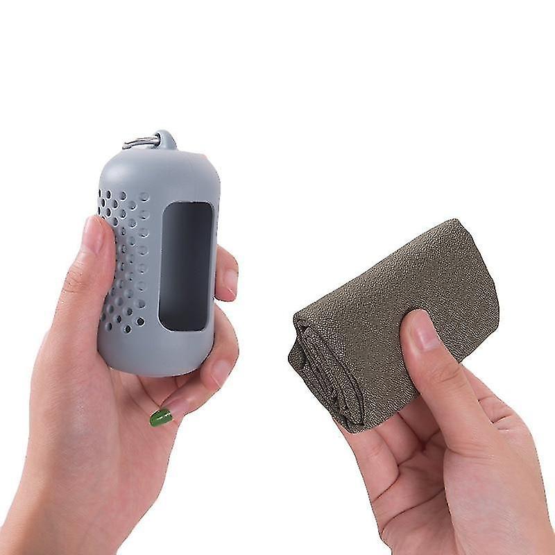 Gray Towel+Bag Quick Drying Portable Cooling Microfiber Towel For Yoga Gym