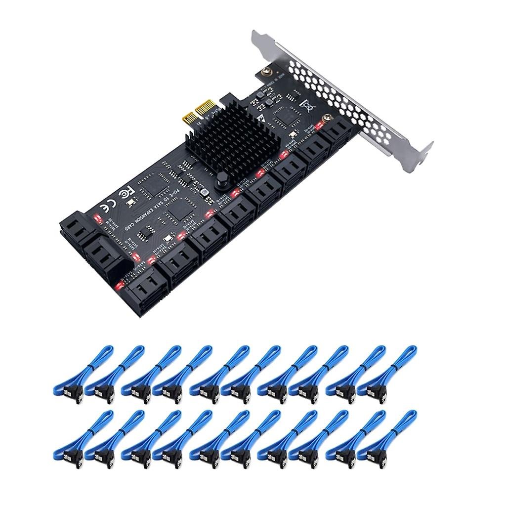 بطاقة PCIE SATA 20 منفذا، مع 20 كبل SATA 6 جيجابت في الثانية 1X بطاقات SATA 3.0 PCIe