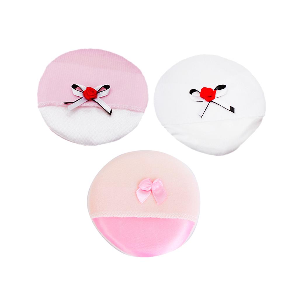 Tiny Ribbon Makeup Cosmetic Loose Powder Puff Round Dusting Face Sponge Puff