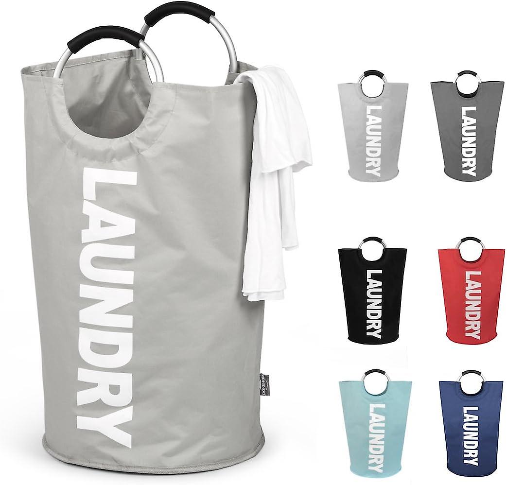 82L大型ランドリーバスケット(6色)、折りたたみ式ランドリーバッグ、折りたたみ式ランドリーハンパー、折りたたみ式洗濯ビン(ライトブルー、L)