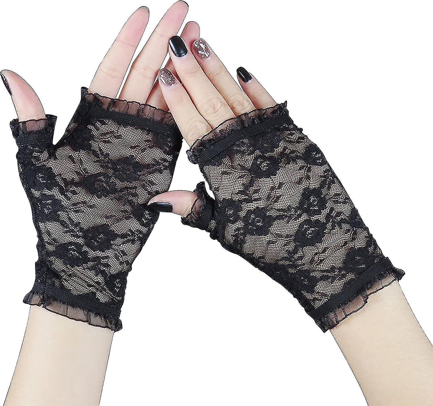 Lace Fingerless Short Gloves: Elegant Halloween Party Accessory