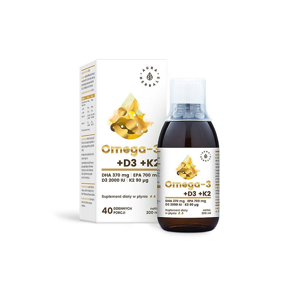 Aura Herbals omega 3 (370 dha) + d3 (2000iu) + k2mk7 liquid 200 ml BI2716