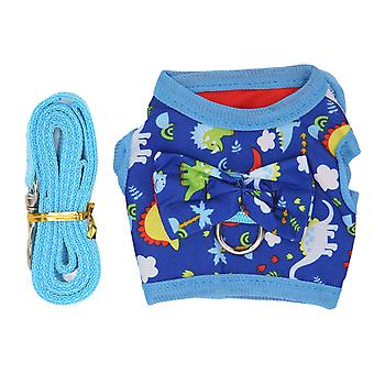 Cat Vest Imbracature e Guinzaglio Cartoon Dinosaur Pattern Traspirante Gatto Gilet Da Passeggio con Strisce per Piccoli Animali S