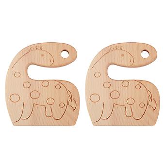 2pcs Holz Kindermesser Tier Design Sicheres Schneiden Obst und Gemüse Küche Spielzeug Langlebig Umweltfreundlich Buchenholz Leicht Tragbar Bildung