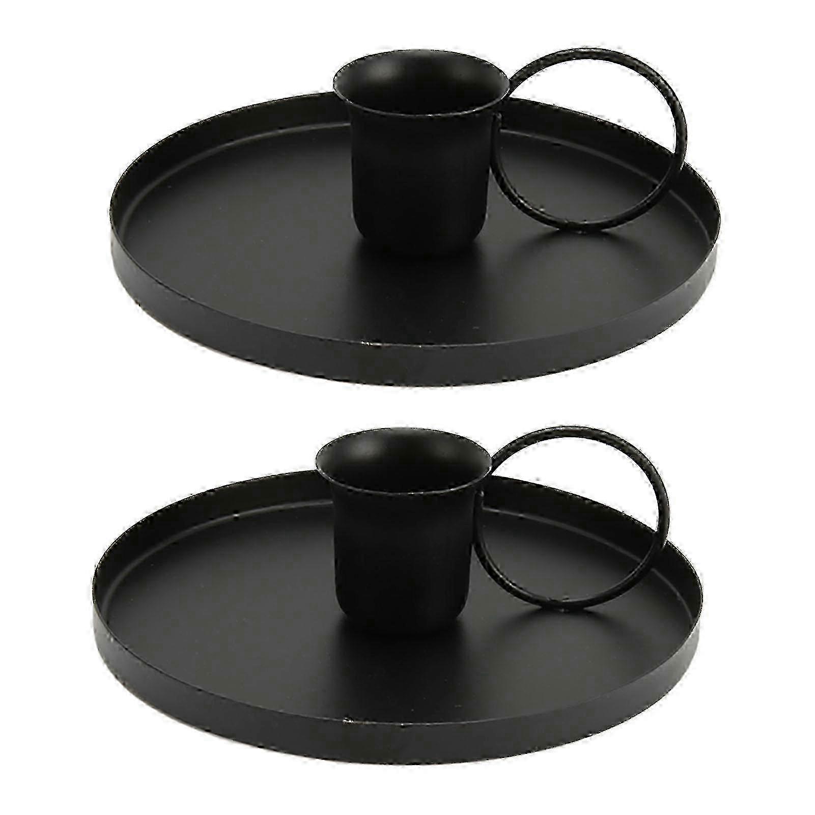 Set of 2 Retro Iron Candle Holders Metal Candlesticks for Home Simple and Elegant Meditation