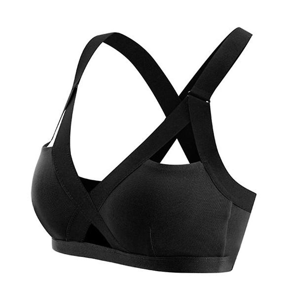 Women Adjustable Color Block Padded Wireless Cross Bandage Running Yoga Bra