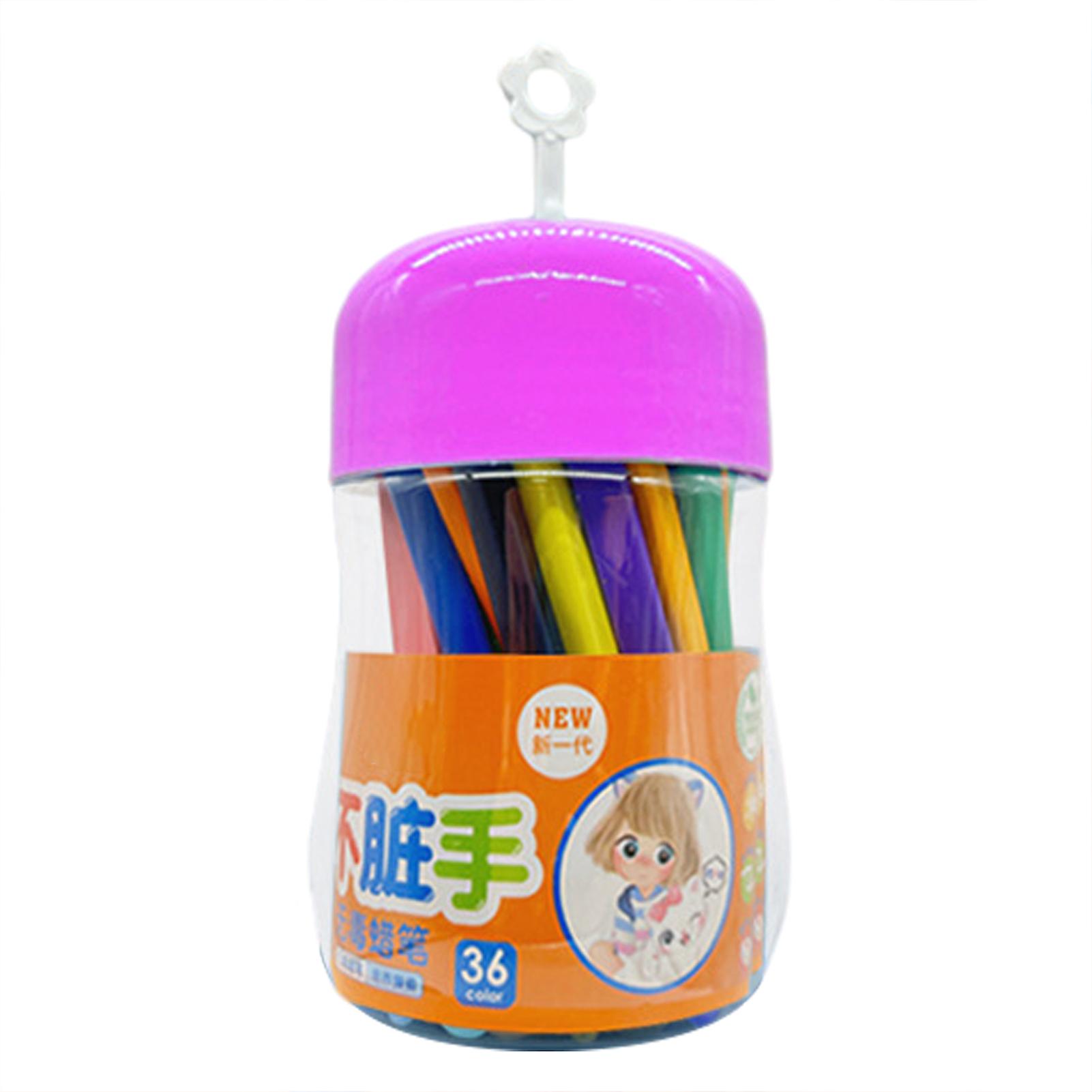 12/24/36 Colors Barrel Non-Dirty Hand Plastic Crayons Art Learning Stationery Crayons for Children