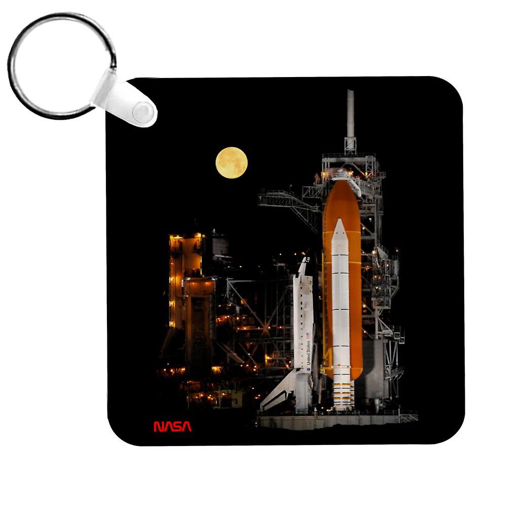 NASA STS 110 Discovery Shuttle At Launch Pad Keyring