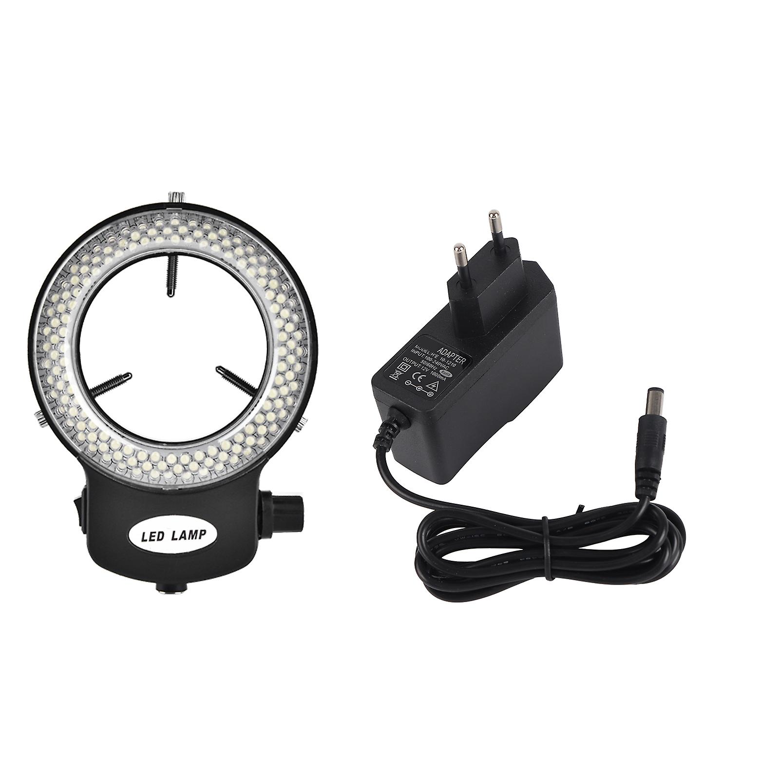 Microscope Camera 144 LED Beads Light Source Brightness Adjustable Ring Lamp EU Plug 110-220V (White)