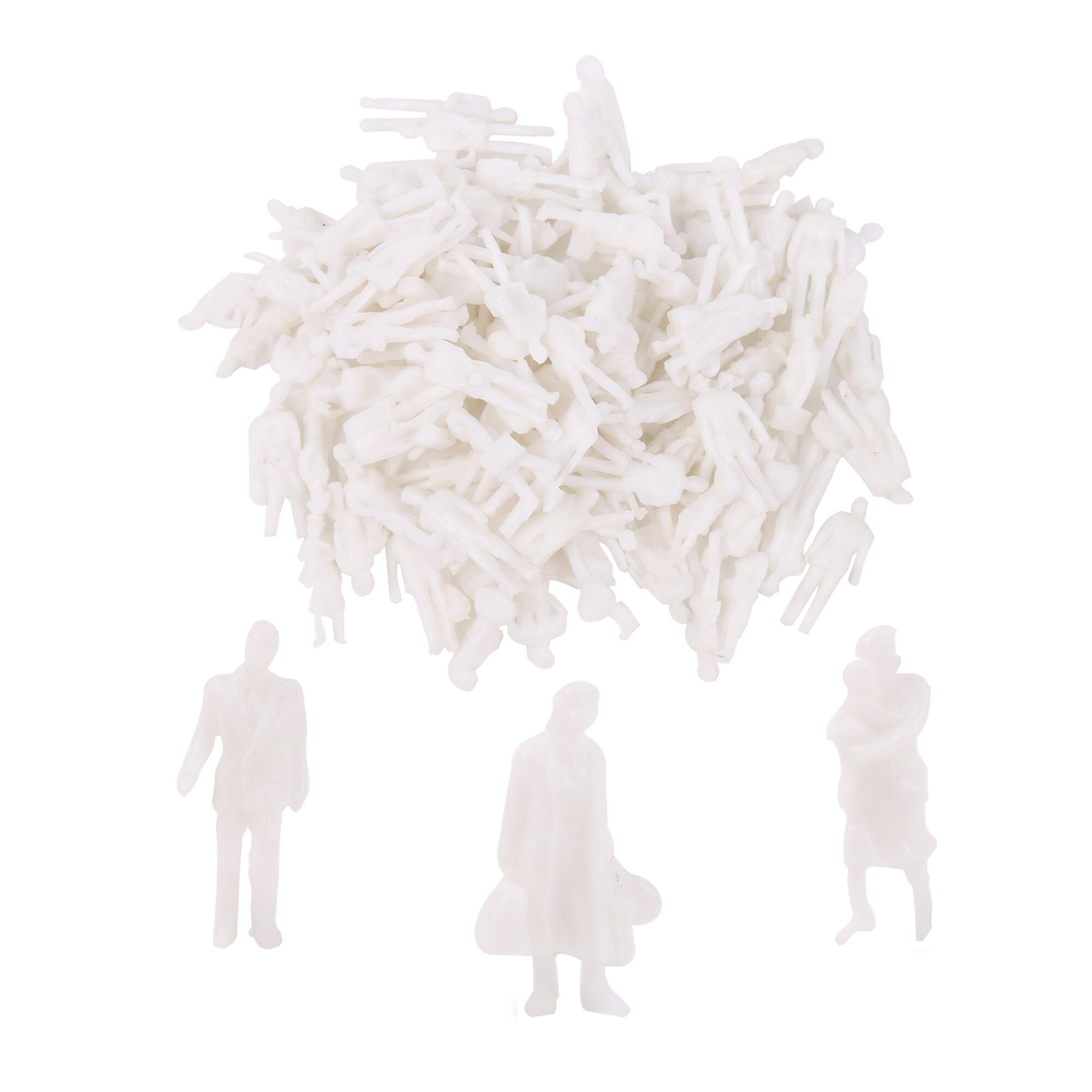 100 Pcs Unpainted Architecture White Model Figures 1:87 Men Women Kit