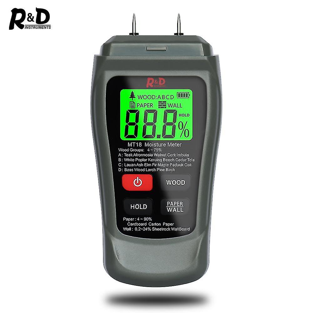 New Mt-18 Grey 0-99.9% Two Pins Digital Wood Moisture Meter Paper Humidity Tester Wall Hygrometer Timber Damp Detector