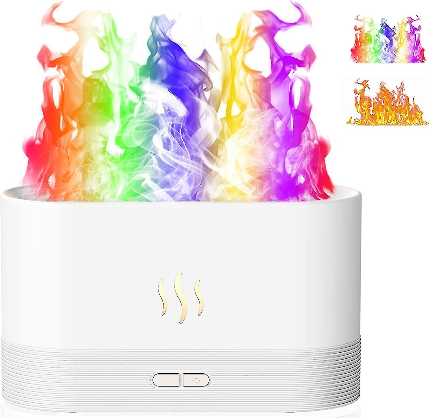 White Air Aromatherapy Humidifier, 7 Colored Flame Diffusers - Auto Shut Off 180ml Essential Oil Dif
