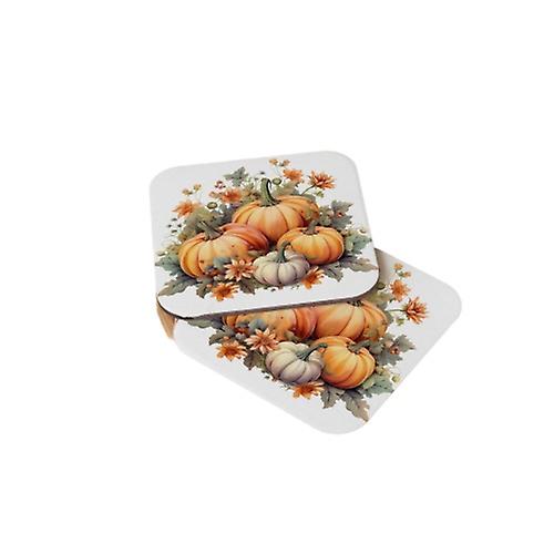 Pumpkin Fall Printed Wood Coasters Set for Gifts