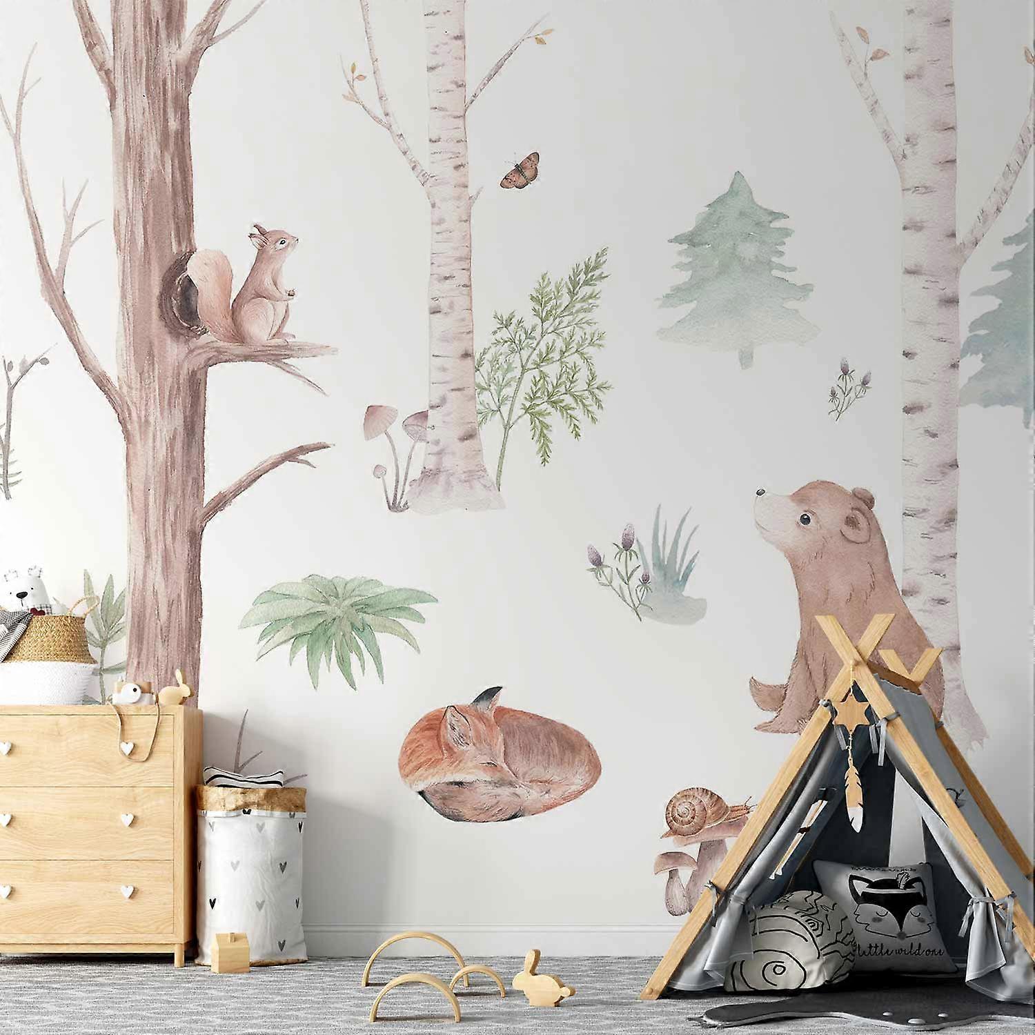 Wall Mural - Subtle Illustration With Forest Animals