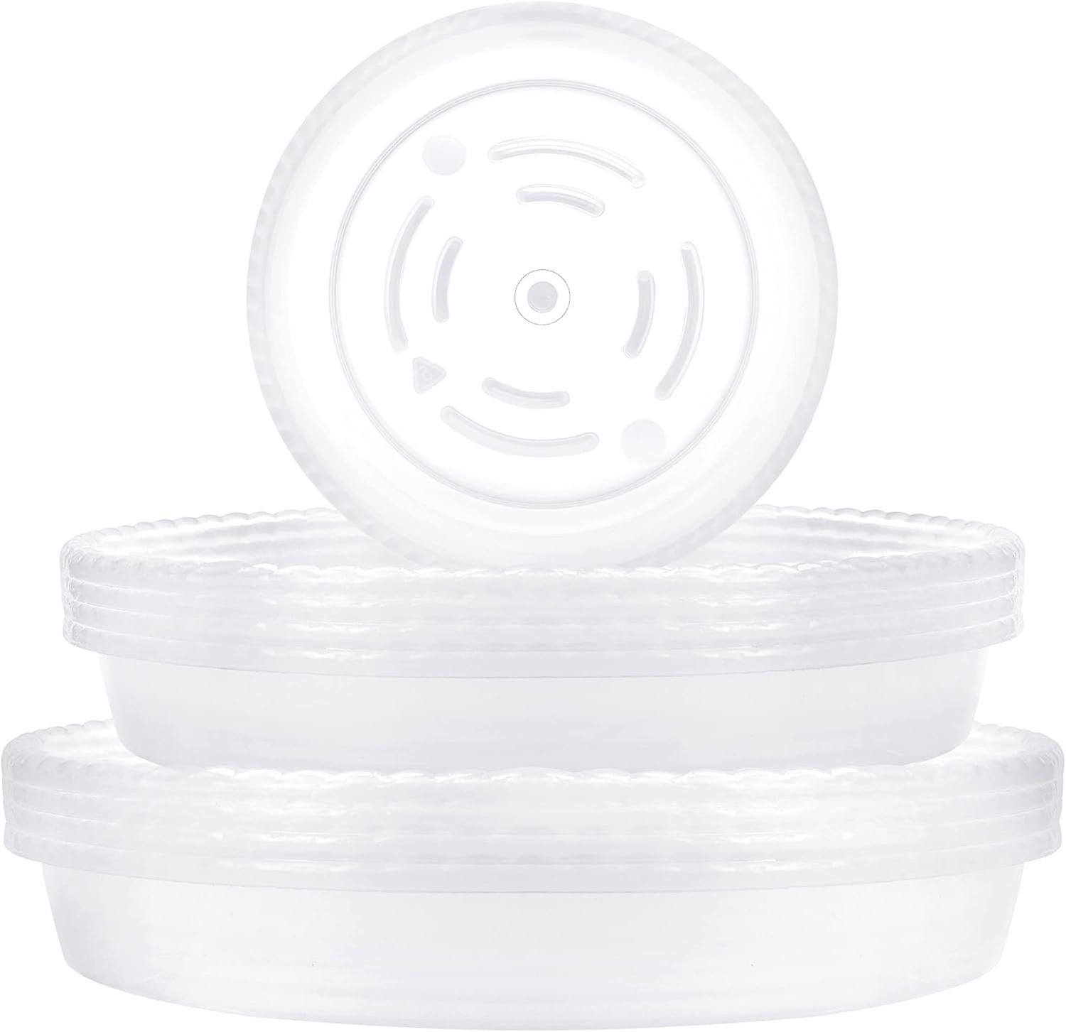 Plastic Plant Cups (Set of 18) - Transparent and Reusable Flower Pot Saucer - Indoor and Outdoor - Under Flower Pots, Plants and Orchids - Different