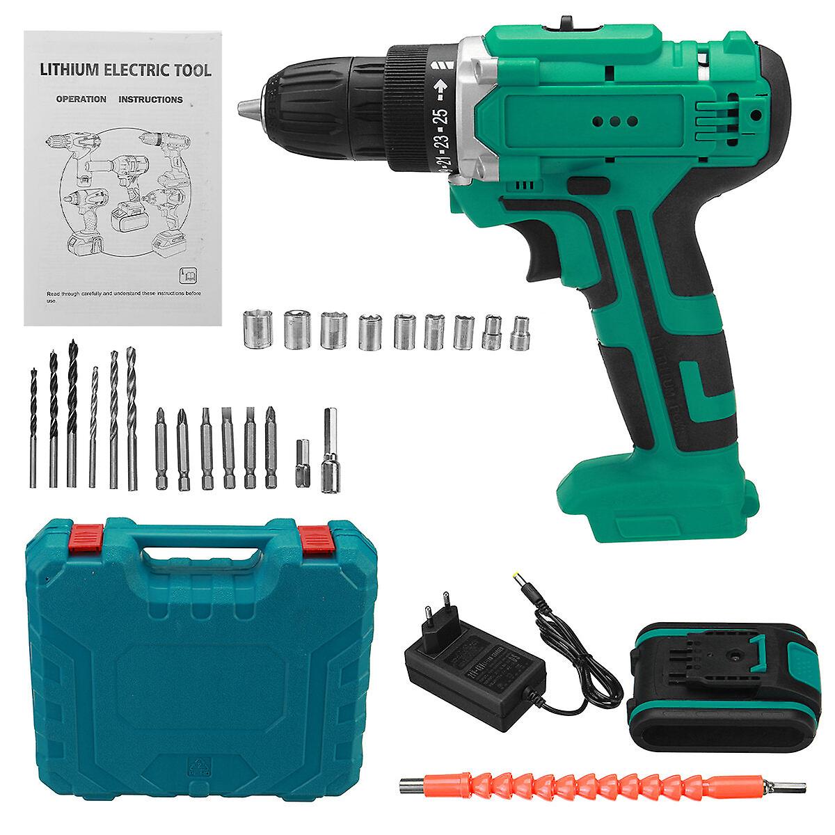 6000Mah 48v Electric Drill Dual Speed Rechargeable Power Tool W/ 1/2pc Battery