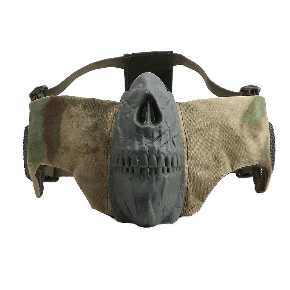 Taktik Arisoft Halbgesichts-Mesh-Maske mit Gehörschutz Totenkopfmaske Kriegsschießen Wildfeld Tarnung Jagdausrüstung Masken