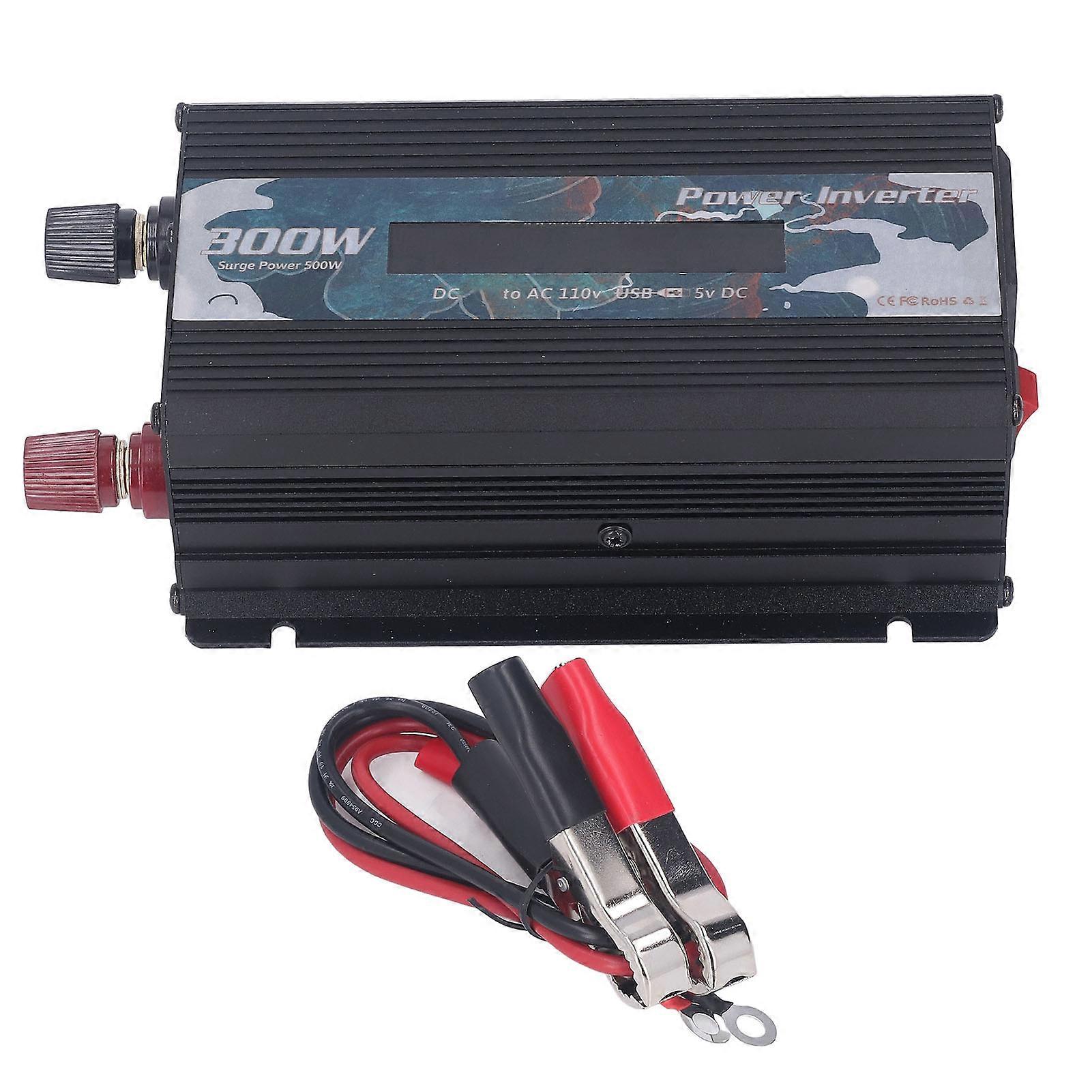 300W Power Inverter DC to AC 110V High Conversion Efficiency LCD Display Fast Cooling Car Power Inverter Black DC12V (DC 11?15V)