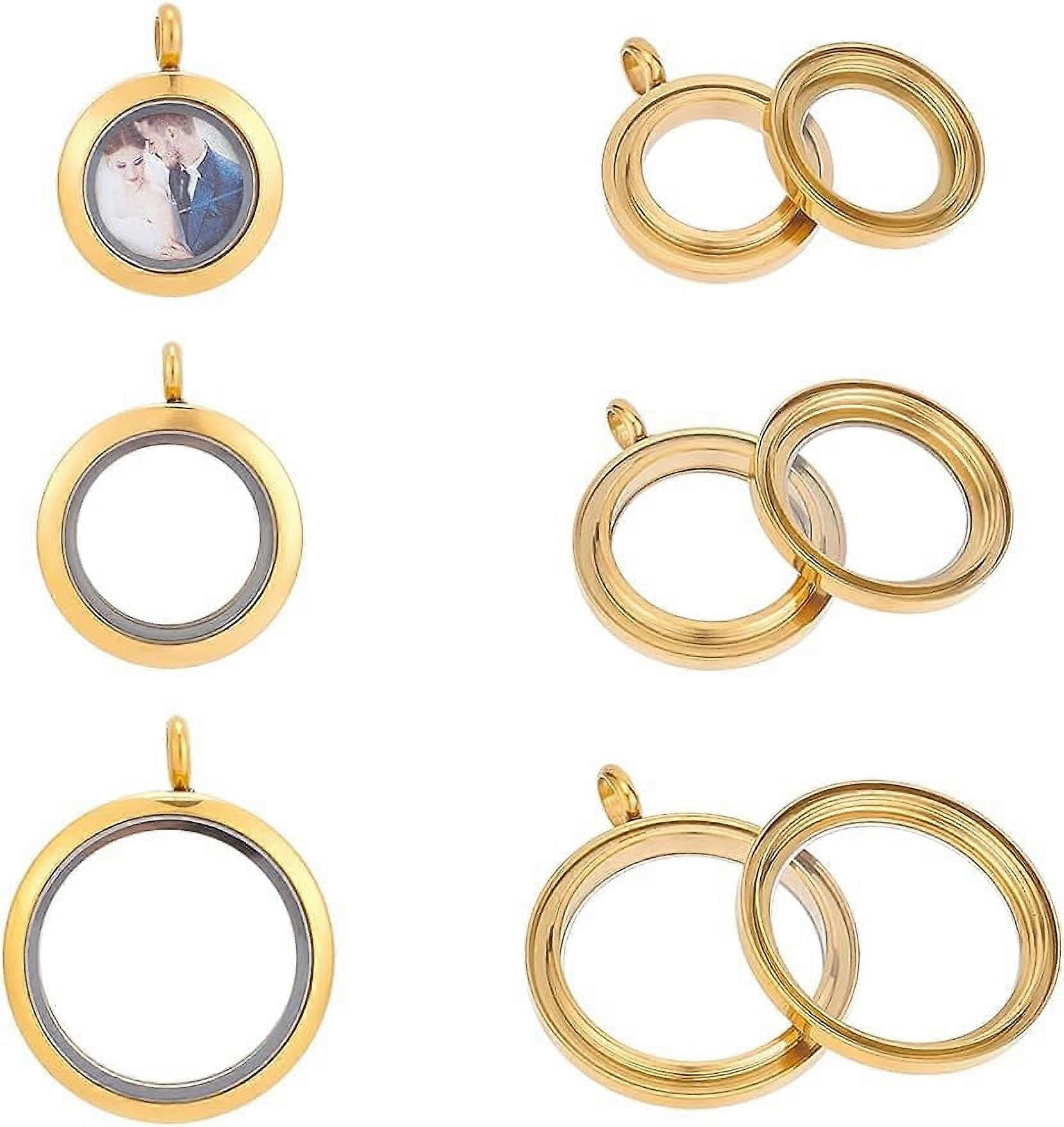 3pcs Memory Locket Pendants Glass Photo Charms
