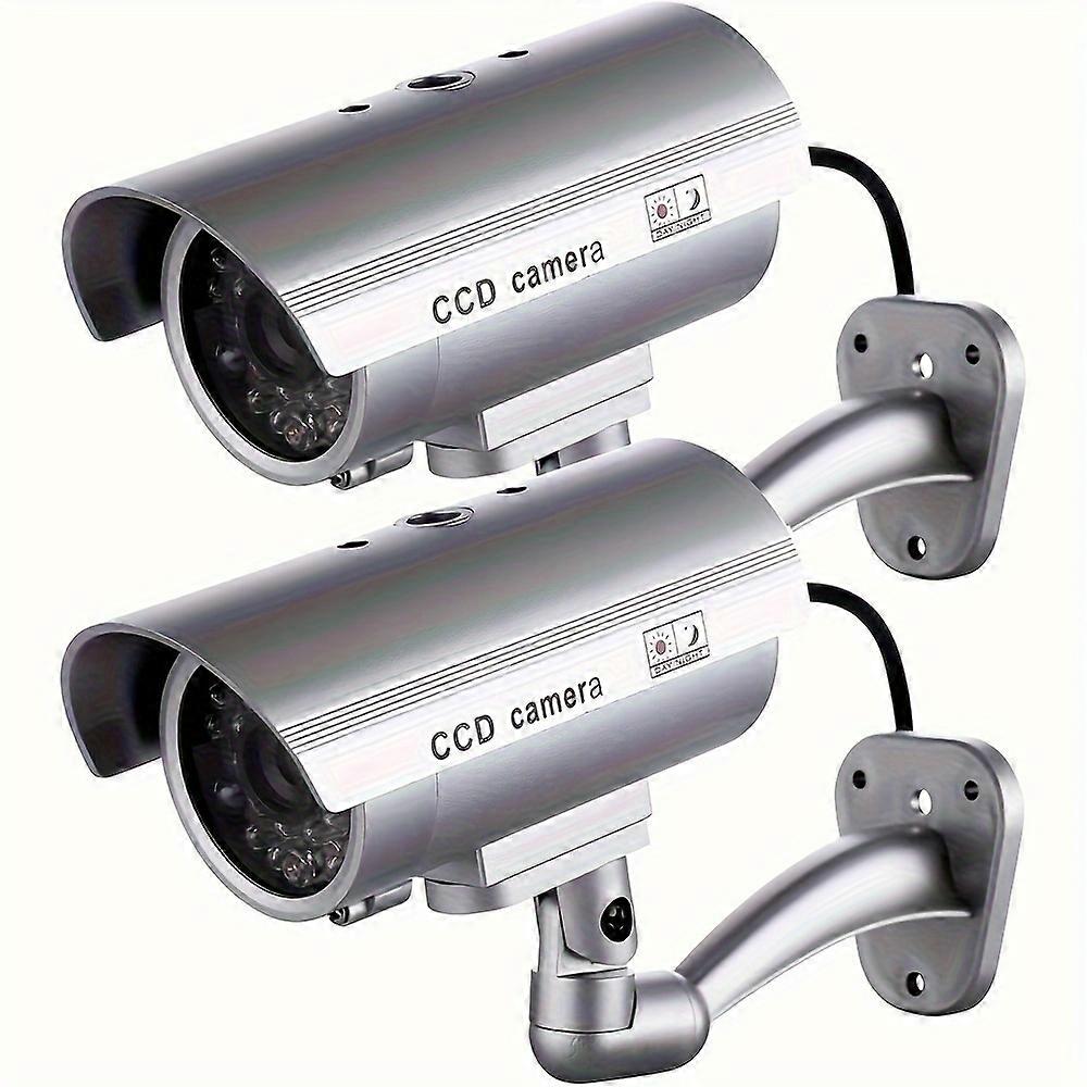 2pcs/4pcs Dummy Security Camera, Fake Cameras CCTV Surveillance System With Realistic Simulated LEDs For Home Security Warning Sticker Outdoor Indoor