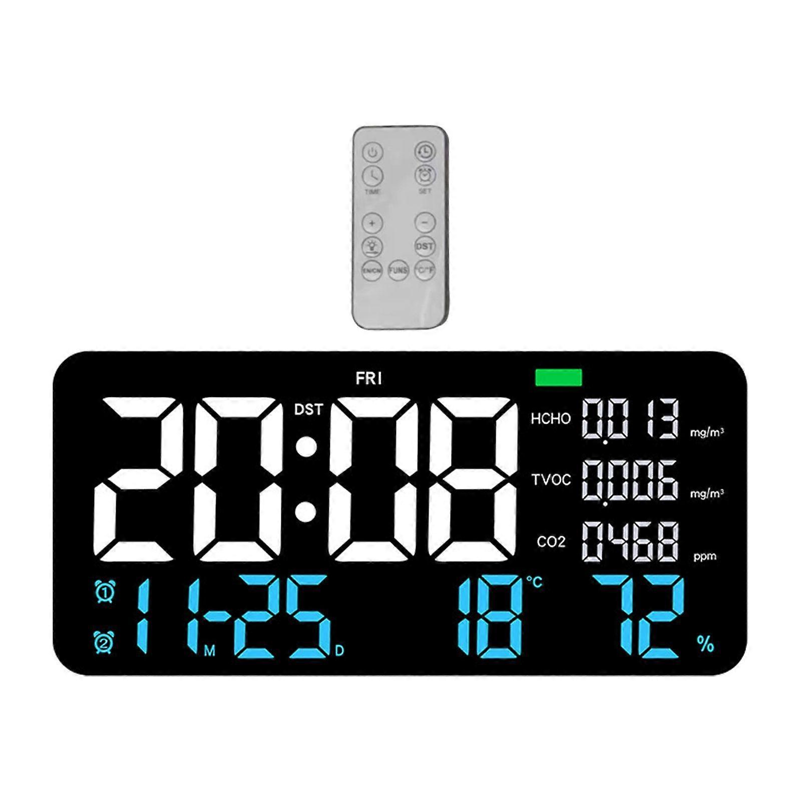 Digital Wall Clock Tvoc Display Humidity Display Home Decor for Home Kitchen Blue Light
