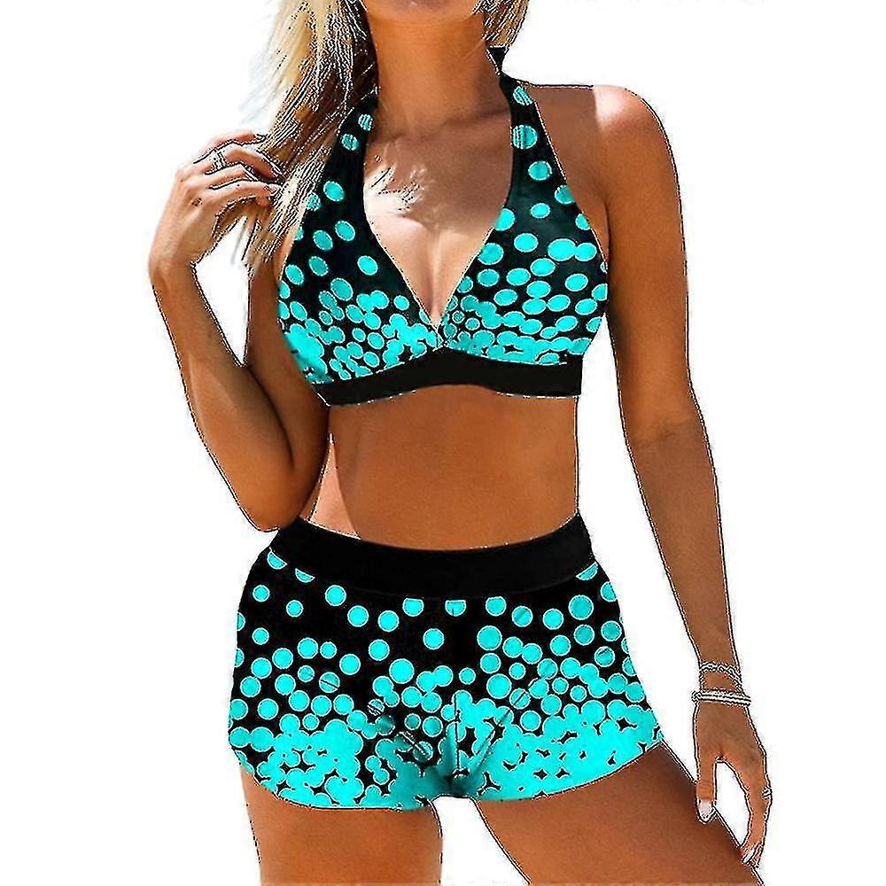 Vrouwen Badmode Halter Hals BH Boyshorts Bikini Set Zomer Badpak Plus Size Tw