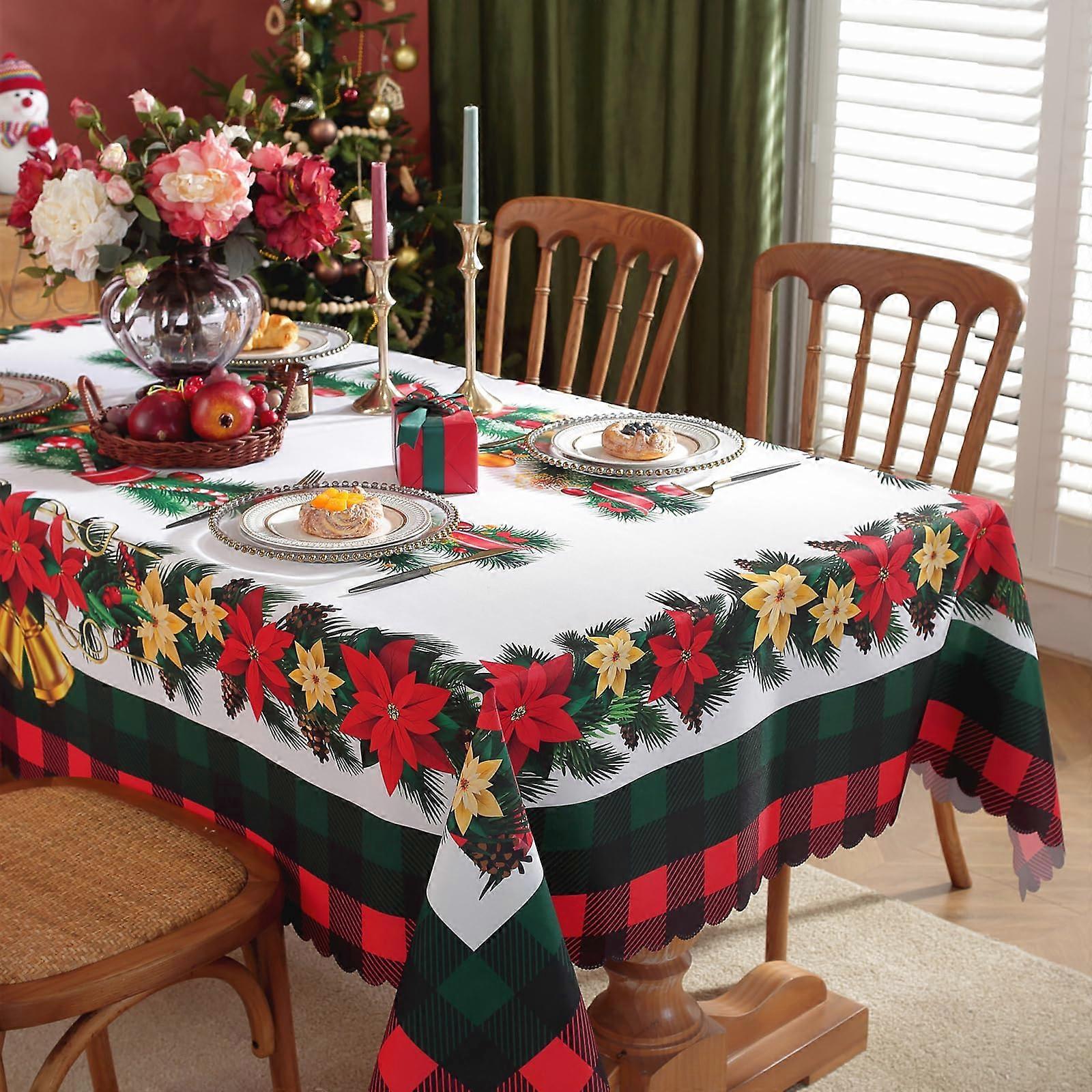 Julduk röd, duk Jul rektangulär lång tvättbar Julduk dukar för julhelg bordsdekoration