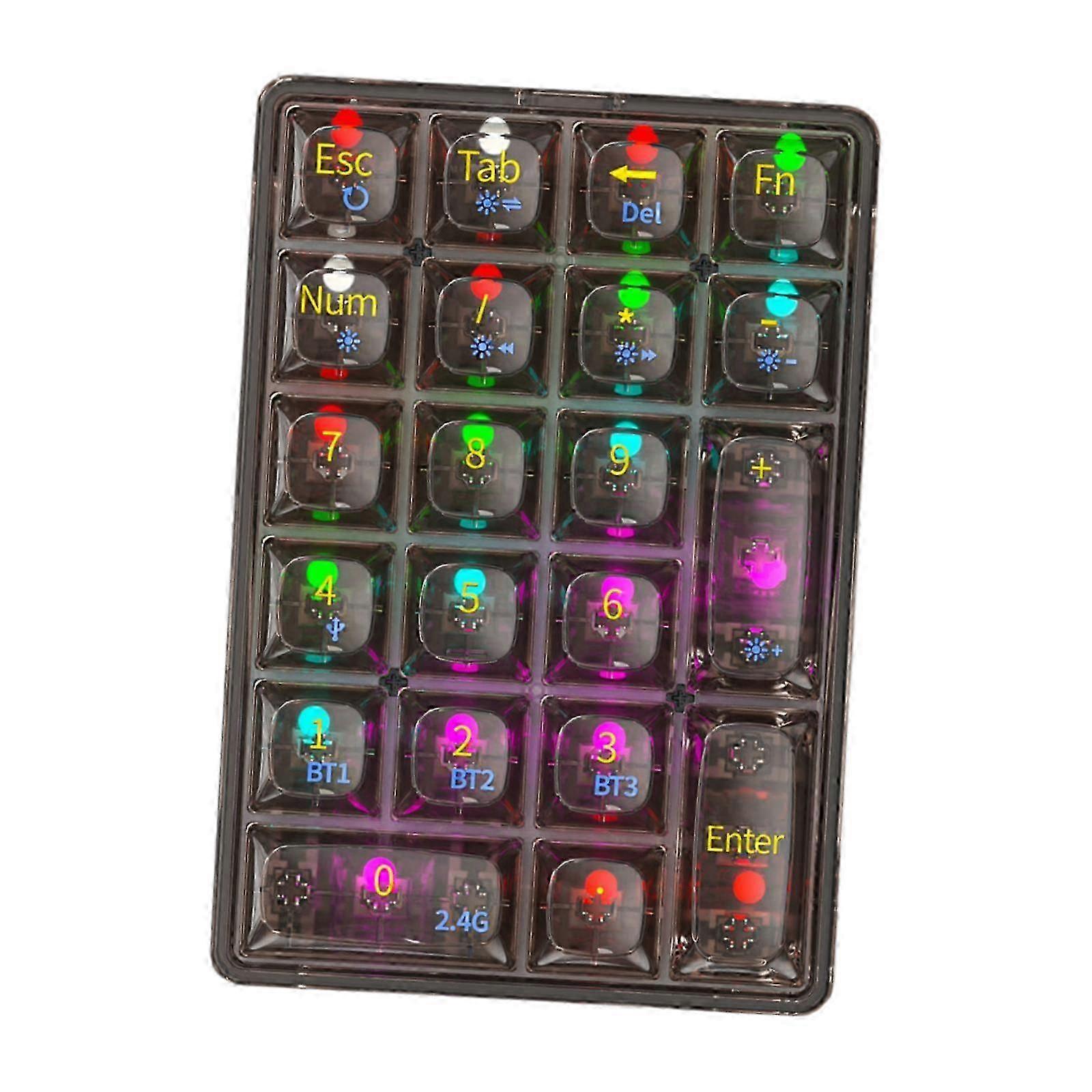 Wireless Numeric Keypad Rechargeable Office Home with Clear Keycaps Tri Mode