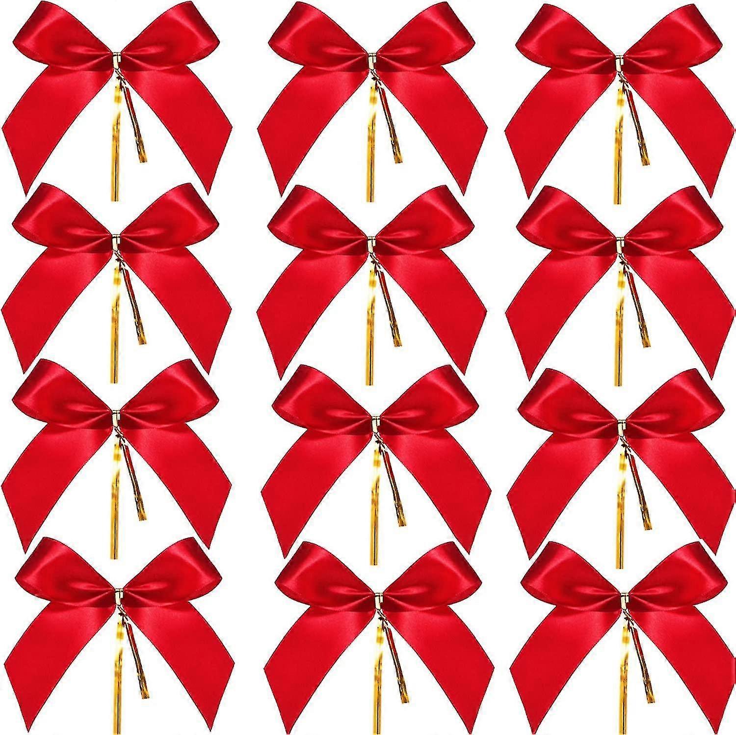 50pcs Christmas Bow Red Ribbon Bow