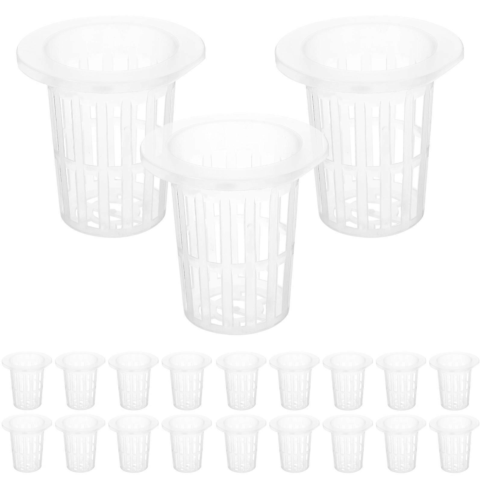50Pcs Hydroponic Net Pots Baskets for Hydroponics Slotted Mesh Net Cups Reusable Plastic Net Pots