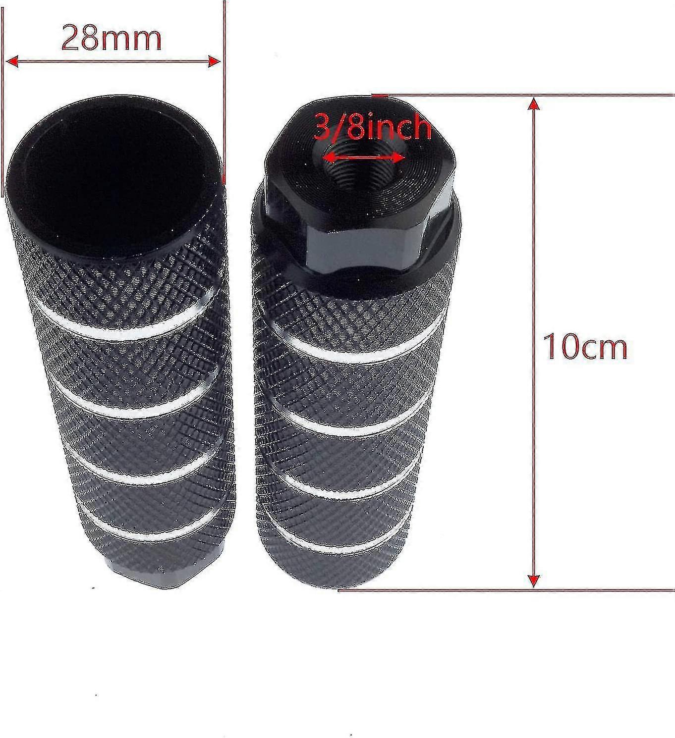 2 pares de liga de alumínio bicicleta pegs retaguarda pinos ajustem eixos de 3/8 polegadas, preto