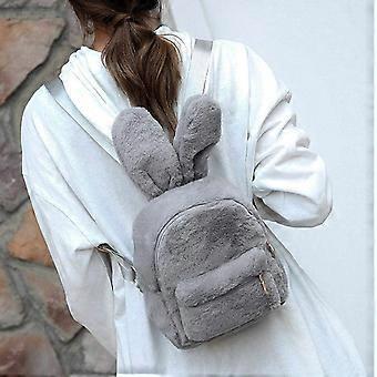 grey faux fur mini backpack SyangKaitian Women's Cute Rabbit Ear Satchel Shoulder Bag Purse Plush Handbags,Women Bunny Backpack Plush Mini Fluffy Rabbit Faux fur is animal 2025 New Women's Faux Fur