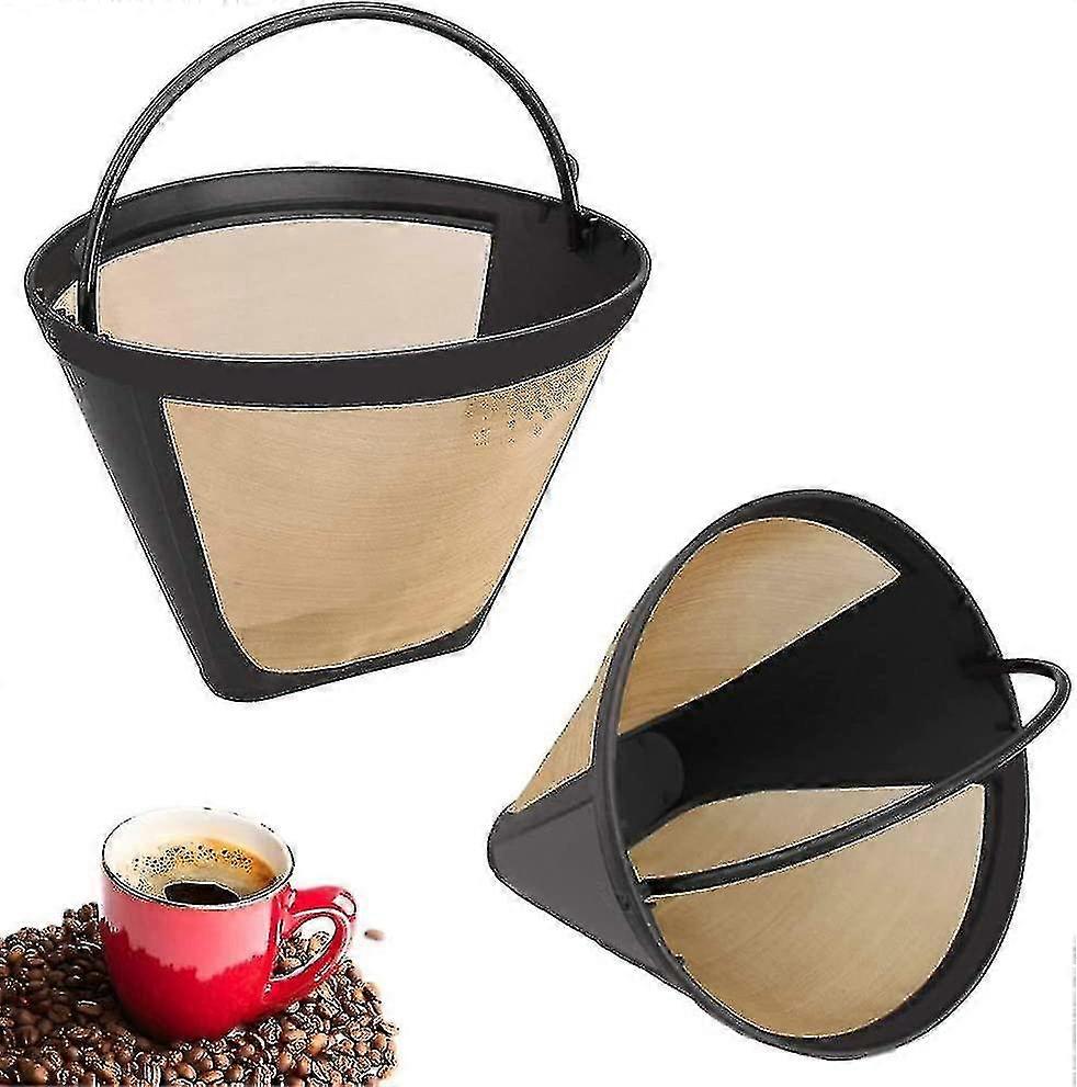 Stainless Steel Reusable Coffee Filters - 2 Pack, Fine Mesh, Permanent Filter With Handle