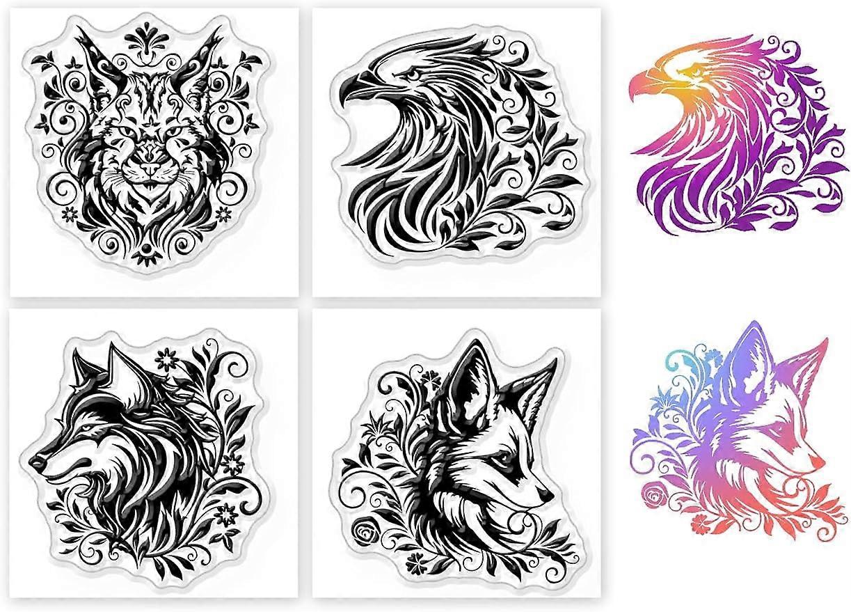 4Pcs Mini Animals Patterns Clear Stamps for DIY Scrapbooking