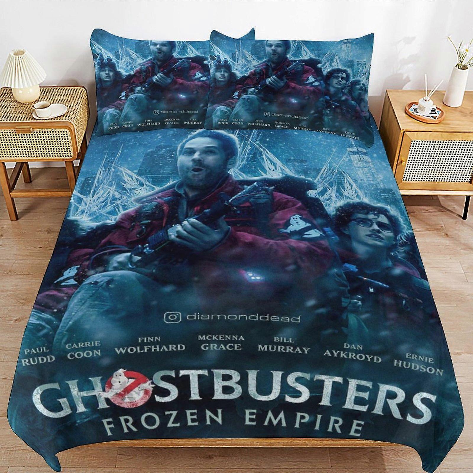x599 Ghostbusters Frozen Empire Capa de Edredom de Cama Conjuntos de Cama de Microfibra Impressos em 3D Conjuntos de Edredom Leve de 3 Peças, 1 Capa de Edredom e 2 Fronha