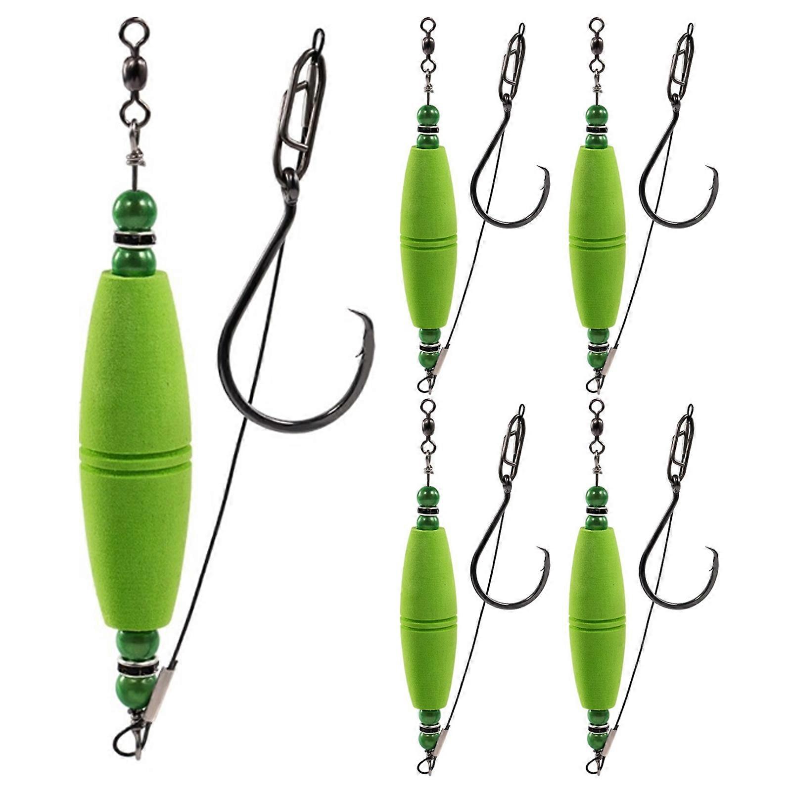 5Pcs Catfish Float Rig Kit with Sharp Hook Crane Swivel Coated Line Sea River Lake Freshwater Saltwater Fishing Float Rig Outdoor Fishing Accessories