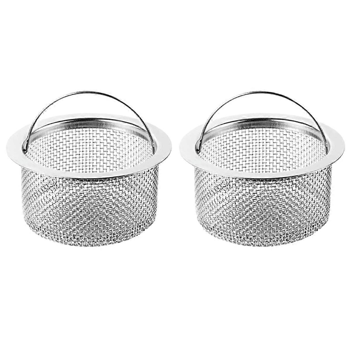 Kitchen Sink Strainer,2-Pack Sink Strainer Basket with Handle,6.8cm Diameter,Stainless Steel,Rust Free