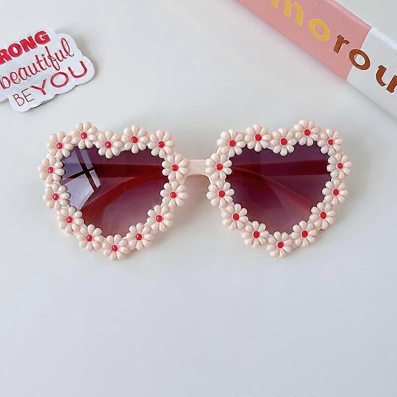Uudet lasten muoti sydän päivänkakkara aurinkolasit UV400 vauva tytöt pojat vintage aurinkosuoja ulkona aurinkolasit lasten aurinkolasit