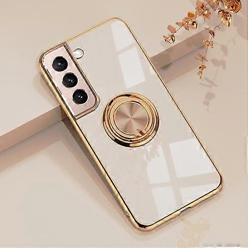 For Samsung Galaxy S22+ / S22 Plus 5G 6D Electroplating Full Coverage Silicone Phone Protective Case with Magnetic Ring Holder